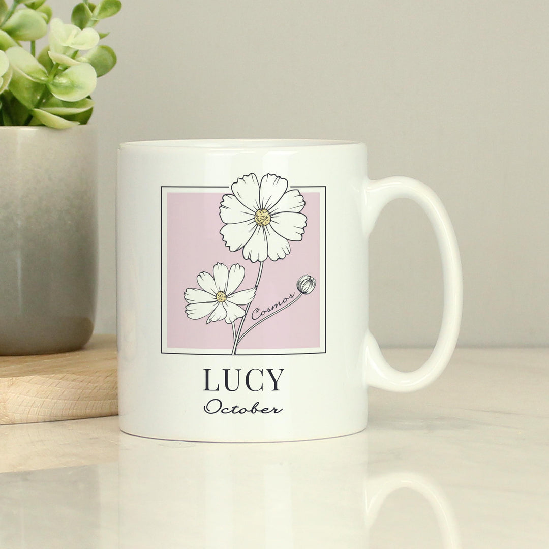 Personalised Birth Flower Mug, The Personal Shop, personalised gifts