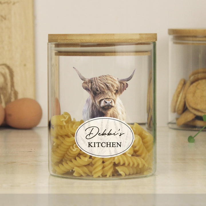 Personalised Highland Cow Glass Storage Jar – alternative view