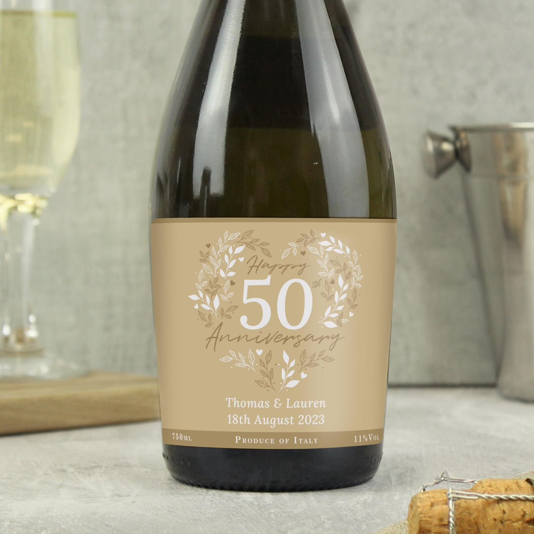 Personalised 50th Golden Wedding Anniversary Prosecco – alternative view