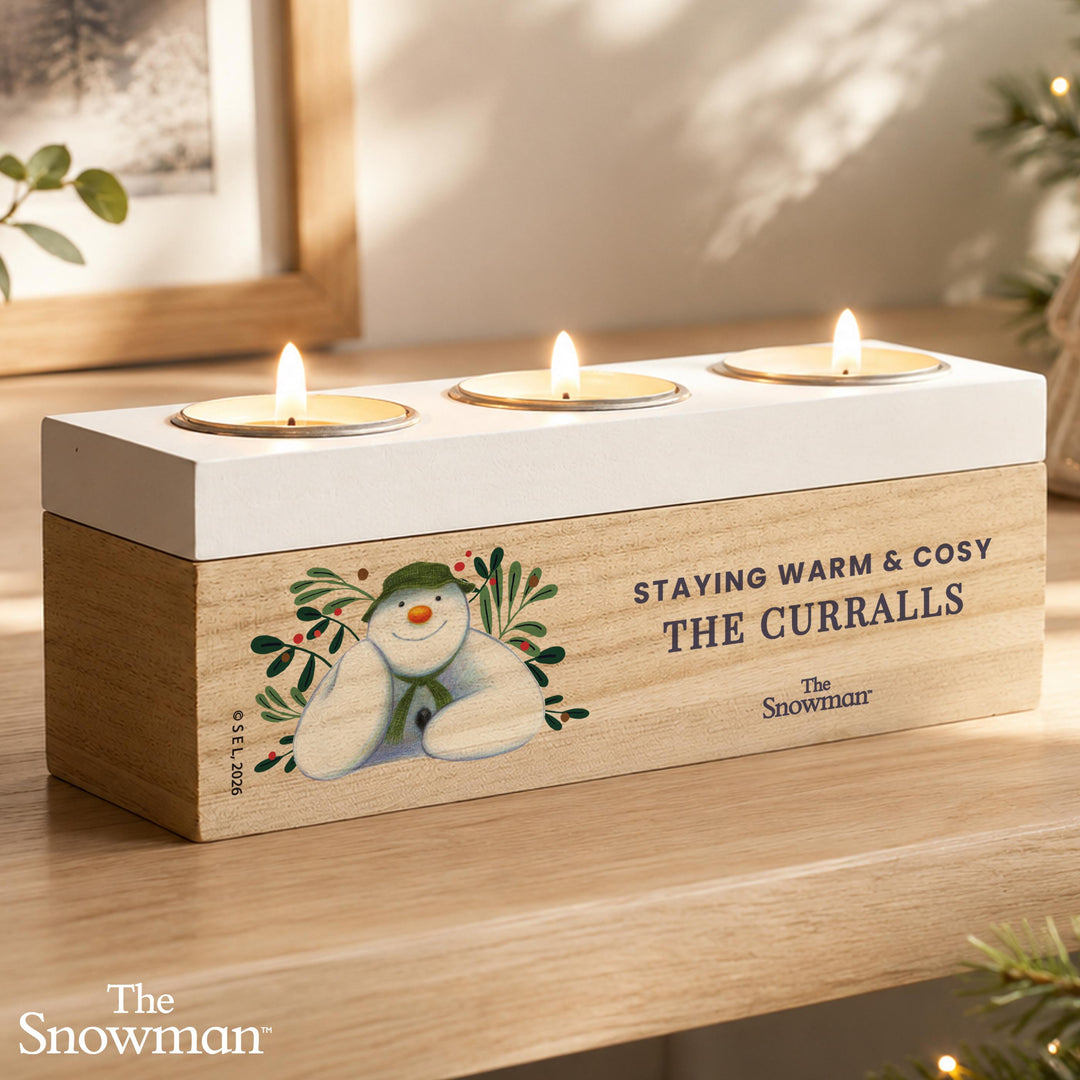 Personalised The Snowman Triple Tealight Holder