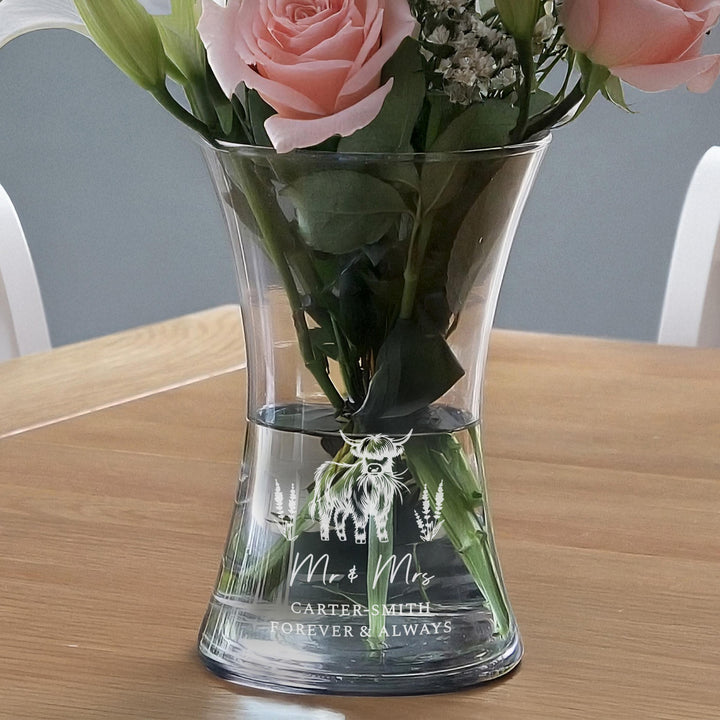 Personalised Highland Cow Waisted Vase, The Personal Shop, personalised gifts