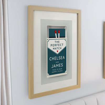 Personalised Perfect Match Oak Poster Frame