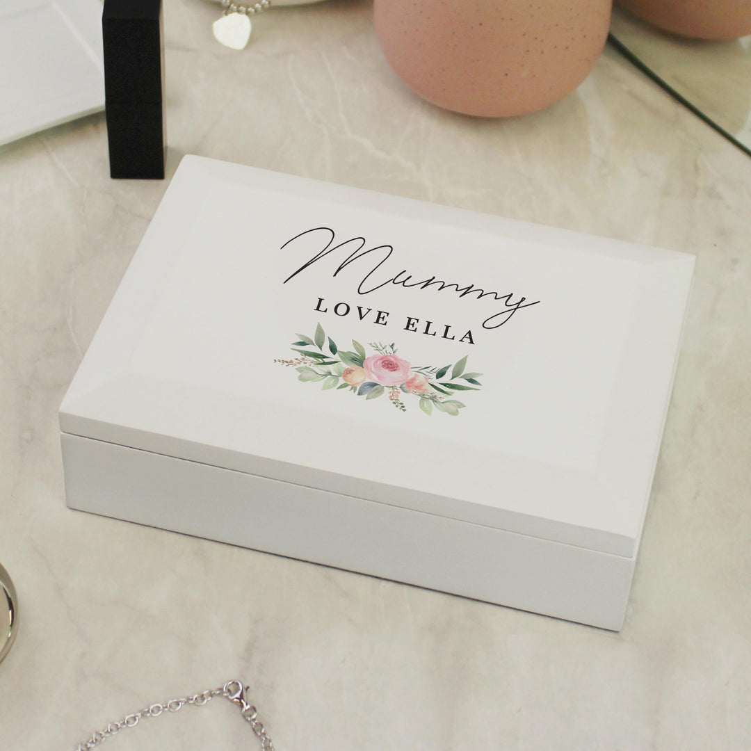 Personalised Floral Wooden Jewellery Box – alternative view