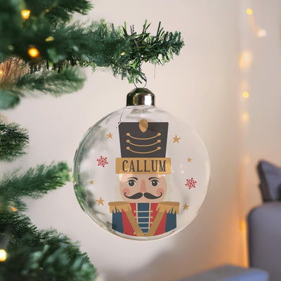 Personalised Nutcracker Christmas Glass Bauble