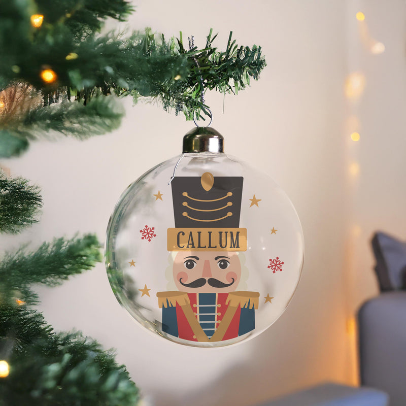 Personalised Nutcracker Christmas Glass Bauble