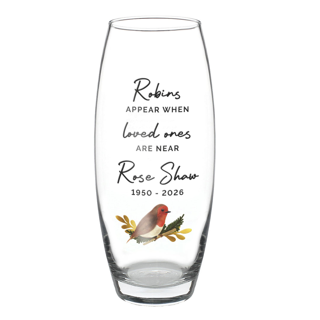 Personalised Robins Appear Bullet Vase, The Personal Shop, personalised gifts