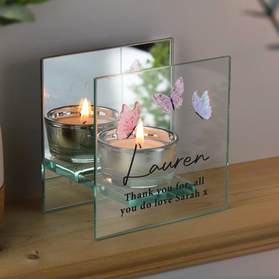 Personalised Butterfly Mirrored Tealight Holder