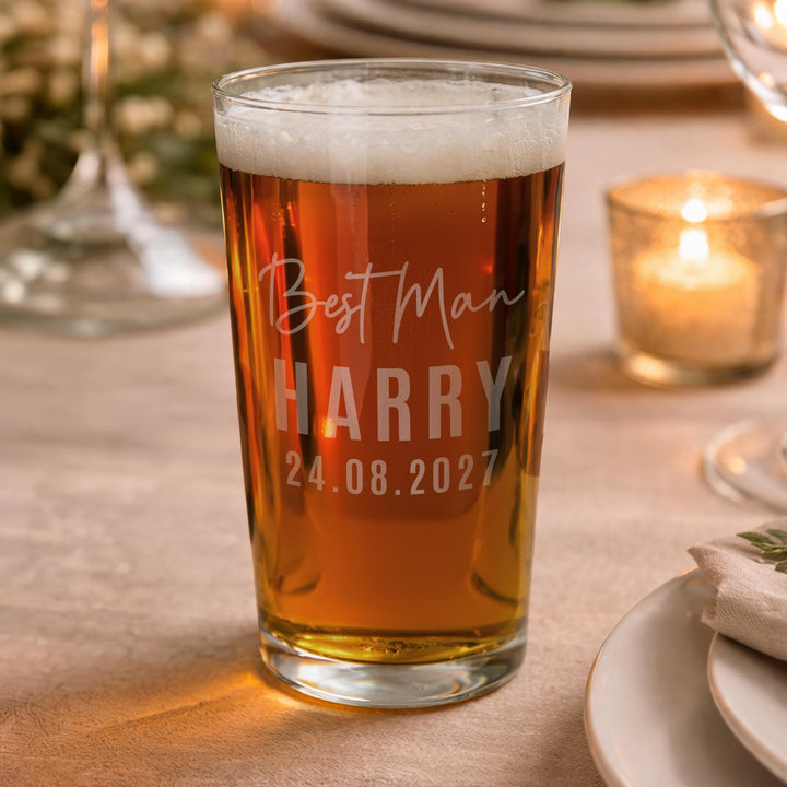 Personalised Best Man Elegant Pint Glass, The Personal Shop, personalised gifts