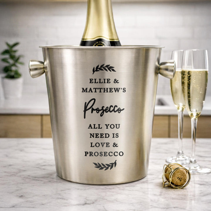 Personalised Free Text Stainless Steel Ice Bucket, The Personal Shop, personalised gifts