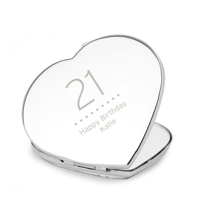 Personalised Birthday Big Age Diamante Heart Compact Mirror – alternative view