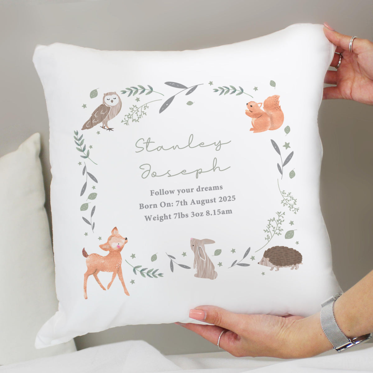 Personalised Woodland Animals Cushion – alternative view