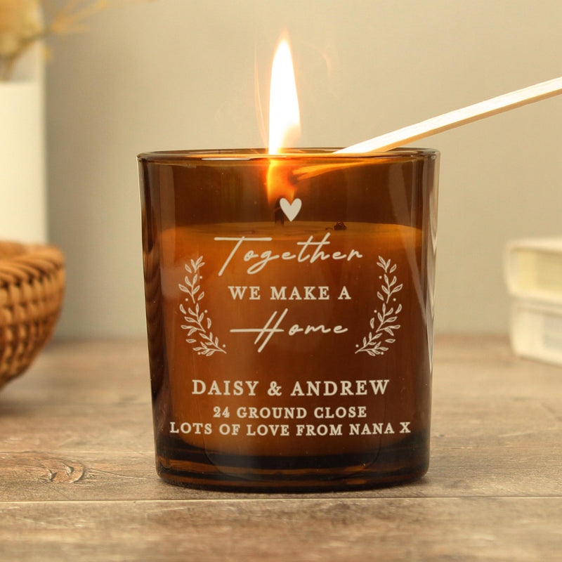 Personalised Home Amber Glass Candle