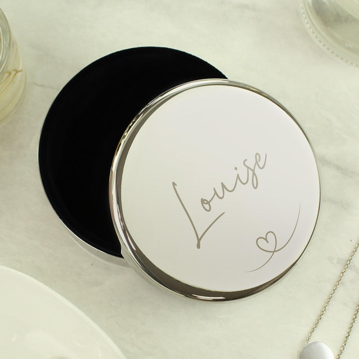 Personalised Heart Round Trinket Box – alternative view