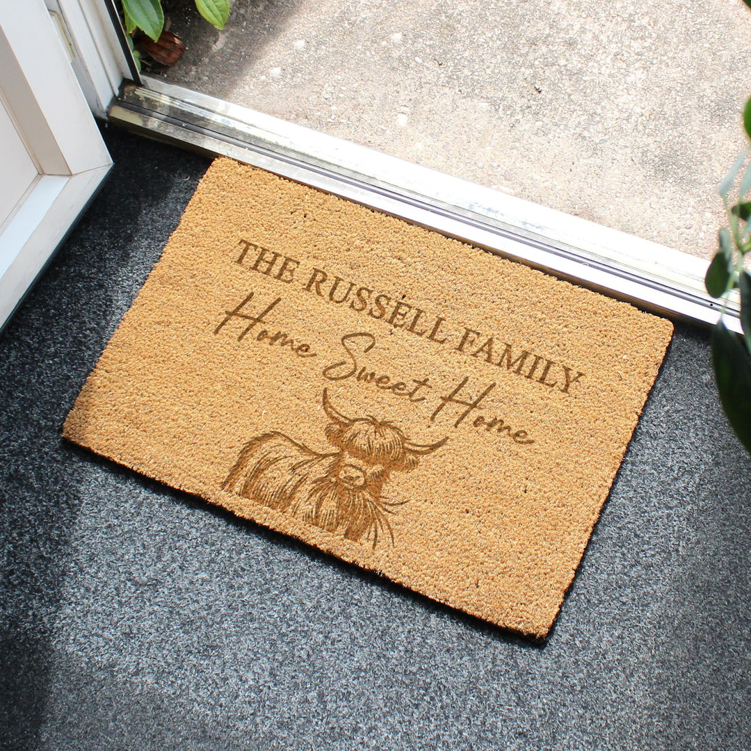 Personalised Highland Cow Doormat – alternative view