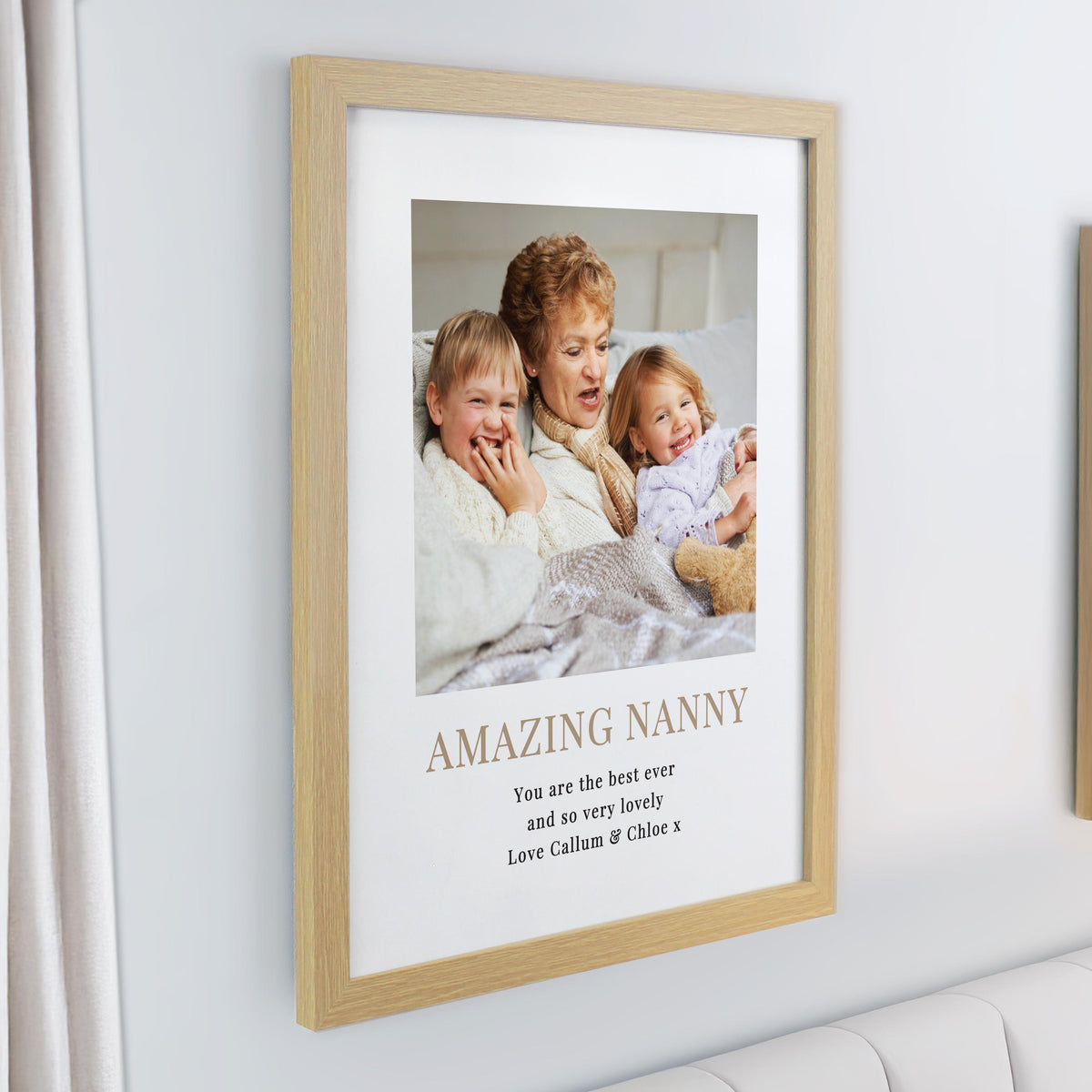 Personalised Square Photo Upload Oak Poster Frame – alternative view