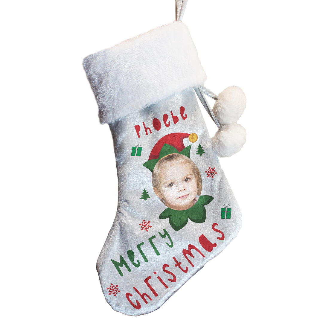 Personalised Photo Upload Elf Christmas Stocking – alternative view