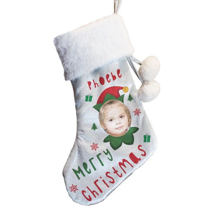 Personalised Photo Upload Elf Christmas Stocking – alternative view