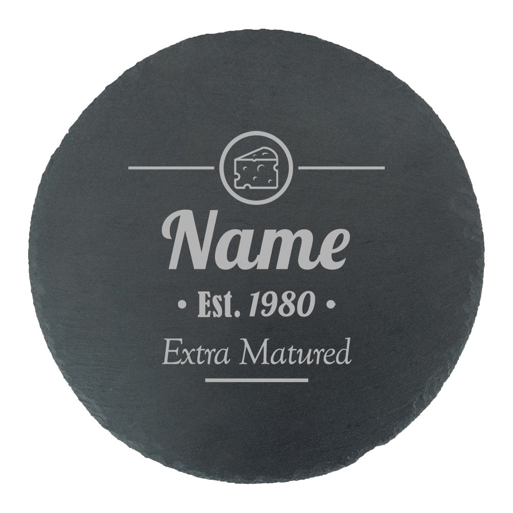 Personalised Round Slate Cheeseboard - Extra Matured