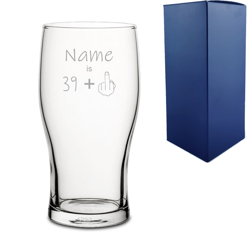 Personalised Funny +1 Pint Glass with Name and Age