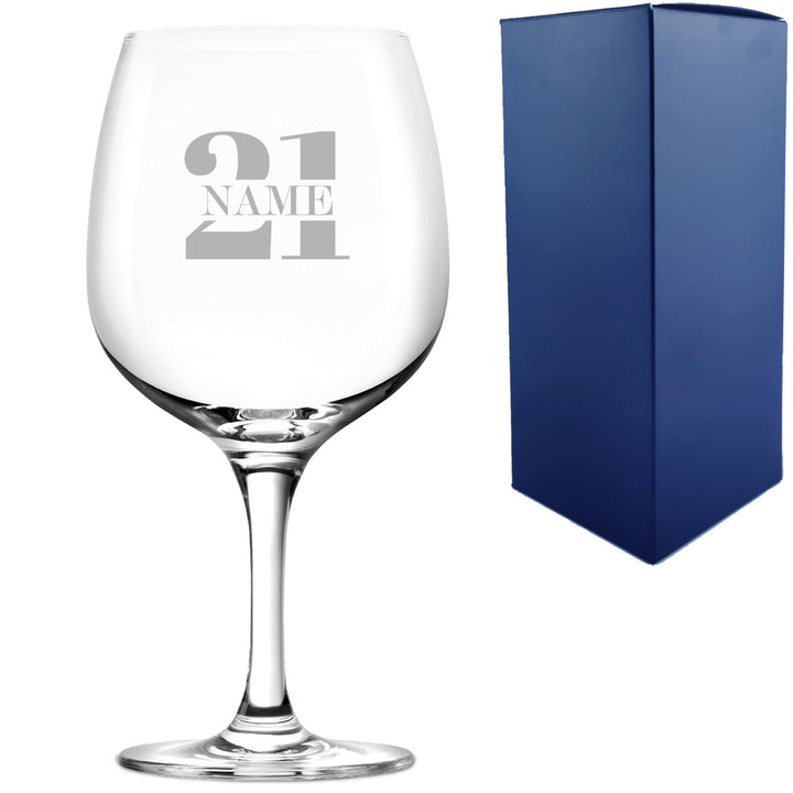 Personalised Age &amp; Name Gin Copa Balloon Glass