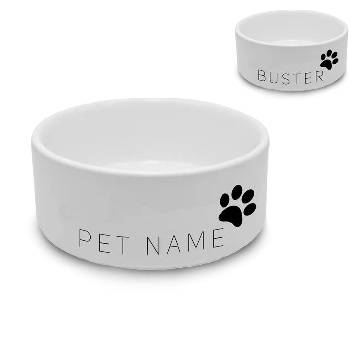 Personalised Dog Bowl with Name and Paw Print