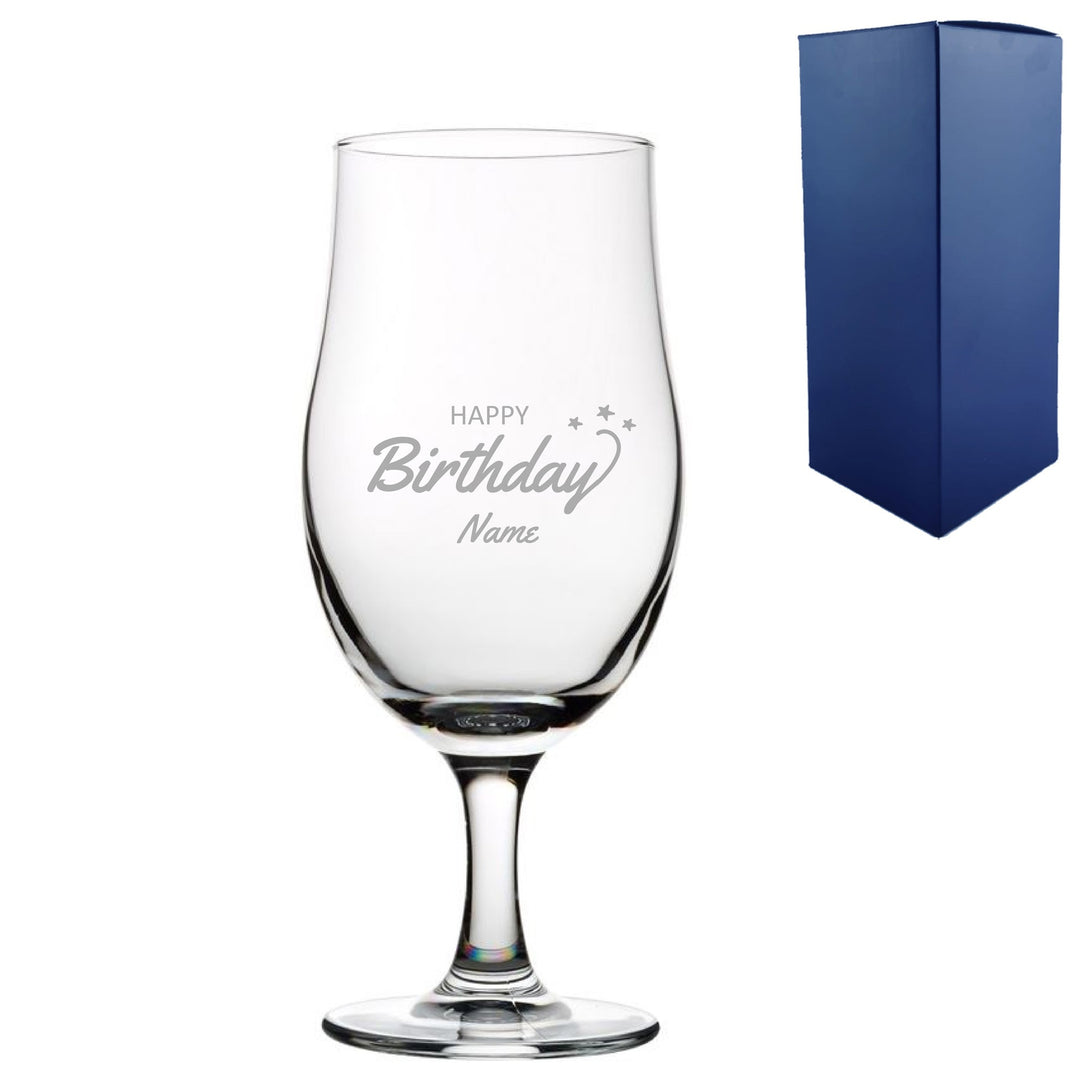 Personalised Happy Birthday Stemmed Draft Beer Glass