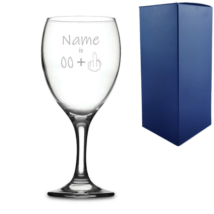 Personalised Funny Wine Glass with Name &amp; Age Design