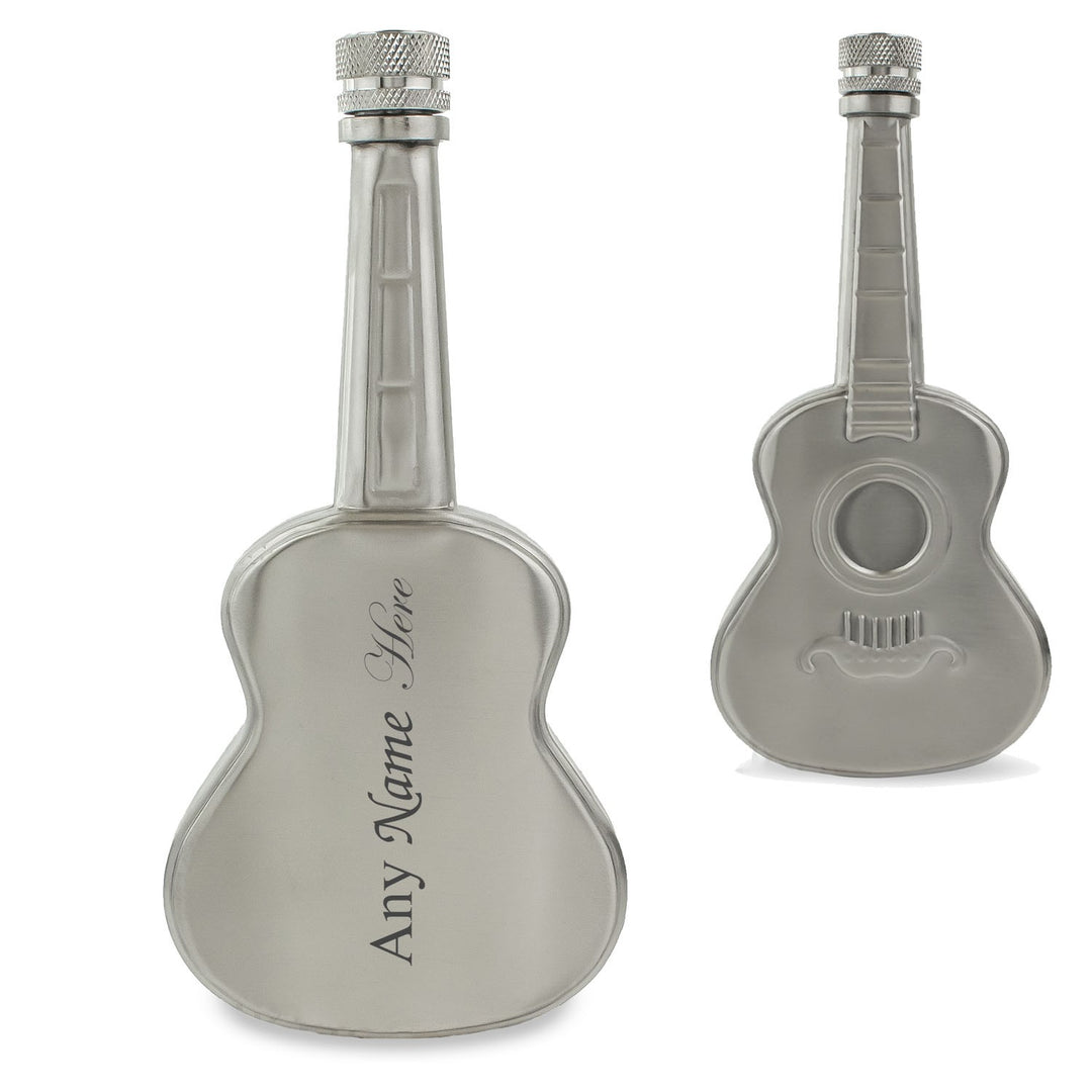 Personalised Guitar Hip Flask 5oz with Sideways Name