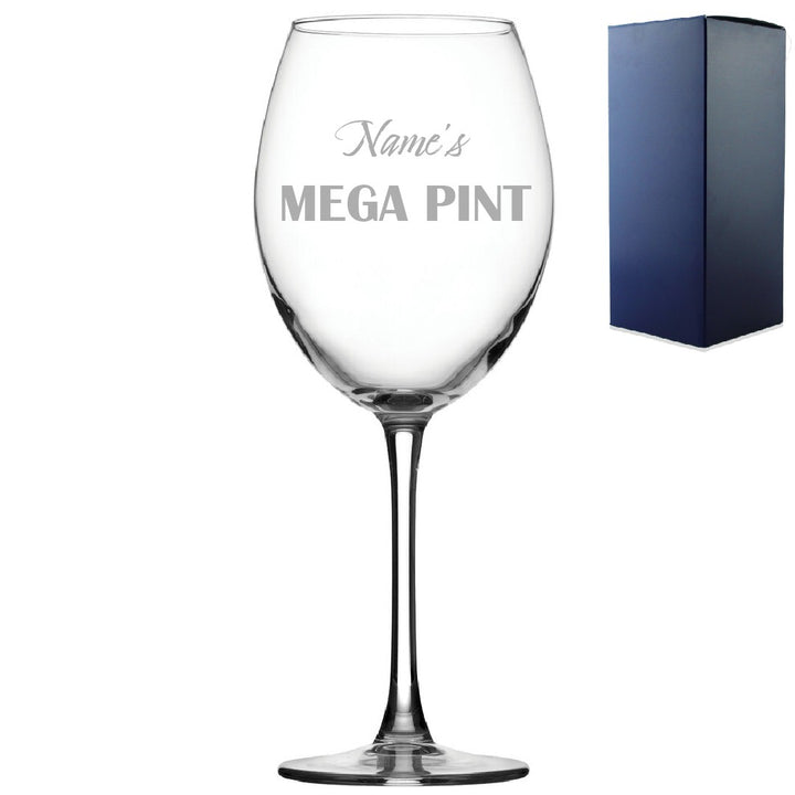 Personalised Mega Pint Wine Glass with Engraved Text