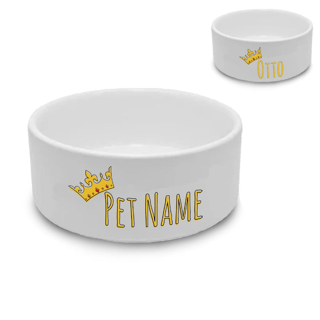 Personalised Crown Dog Bowl with Name