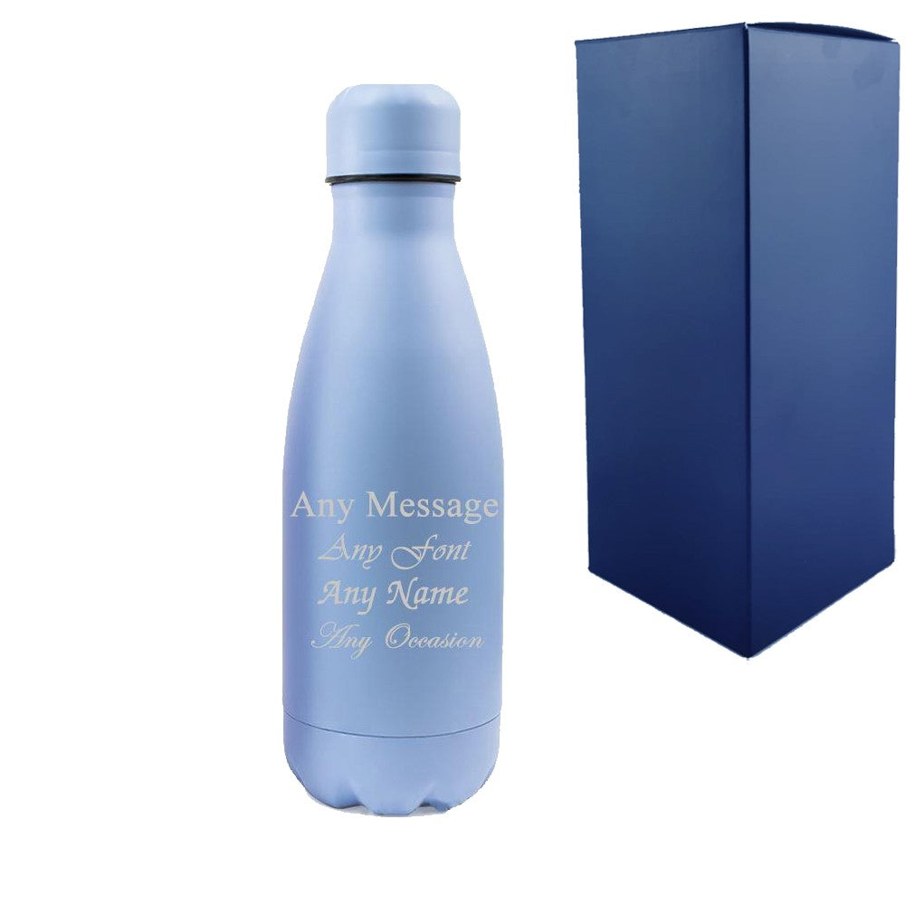 Personalised Engraved Blue Thermal Bottle 350ml