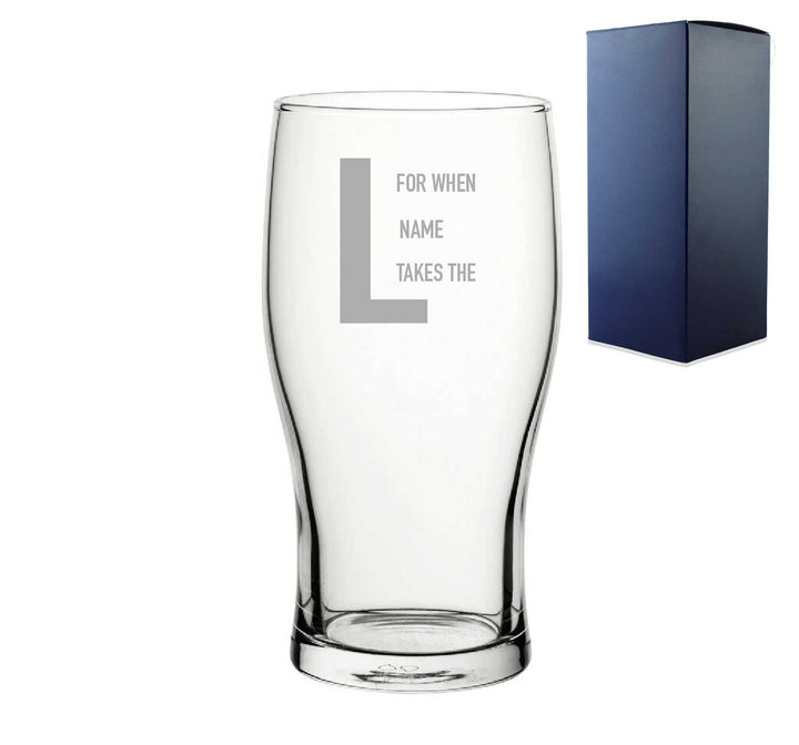 Personalised Gamer Pint Glass - For When Name Takes The L