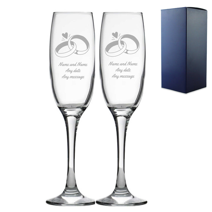 Personalised Wedding Champagne Flute Set with Engraved Text