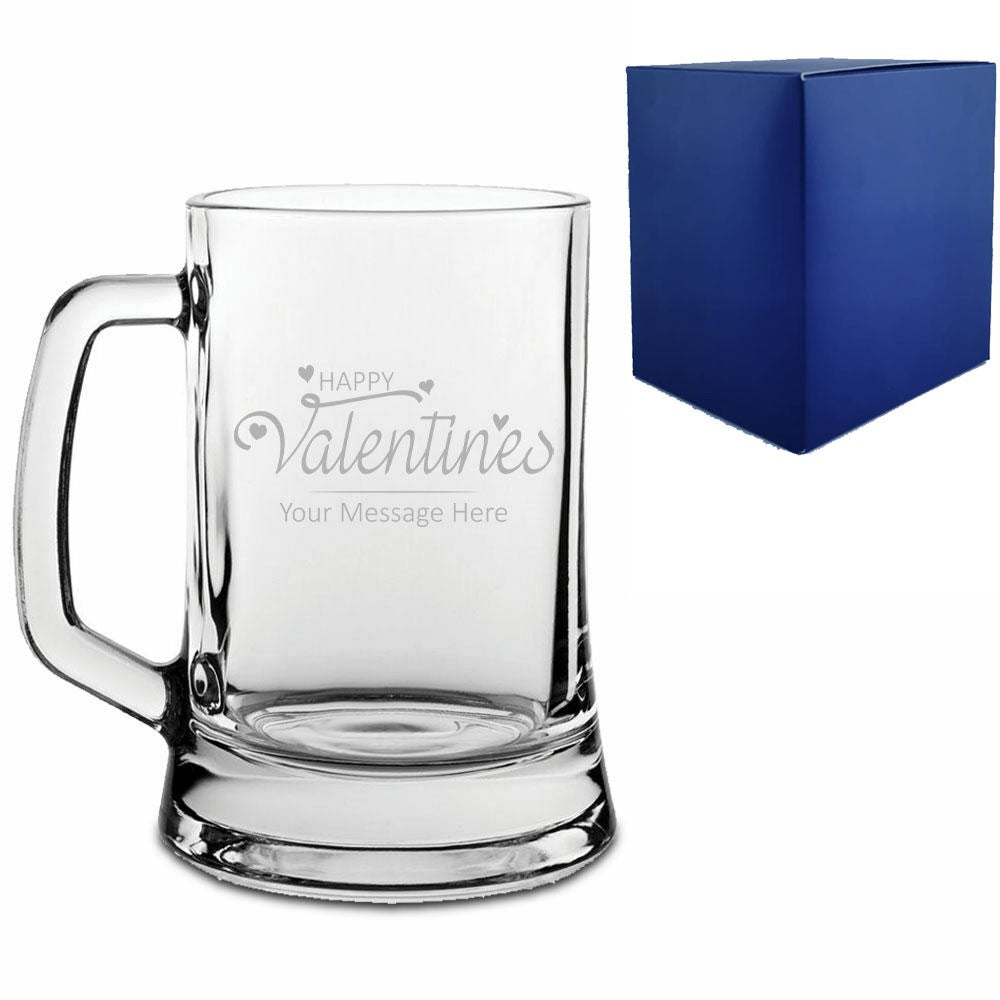 Personalised Engraved Tankard Beer Mug - Happy Valentines