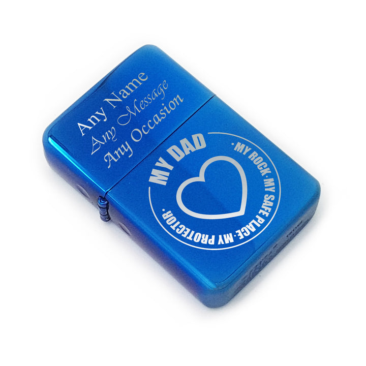 Personalised Blue Father’s Day Lighter – My Dad, My Rock