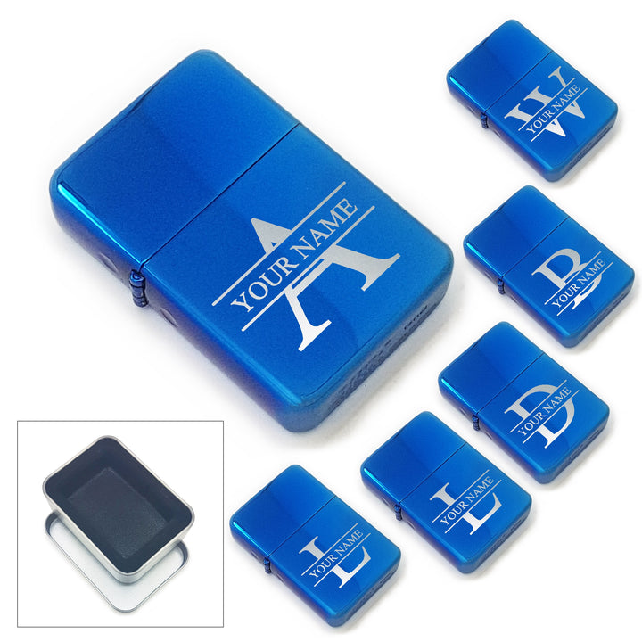 Personalised Blue Lighter with Initial and Name
