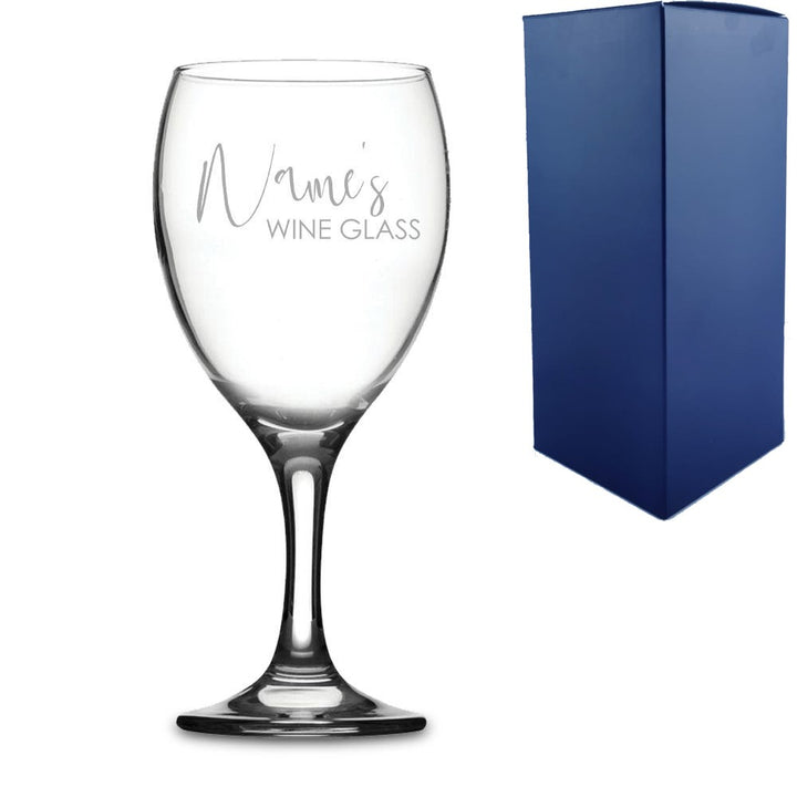 Personalised Engraved Wine Glass with Script Name Design