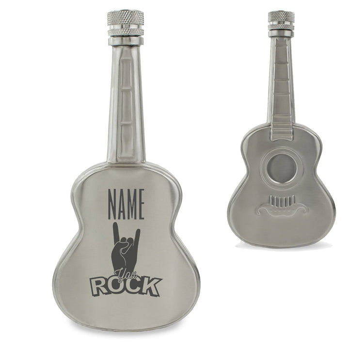 Personalised Guitar Hip Flask with You Rock Design