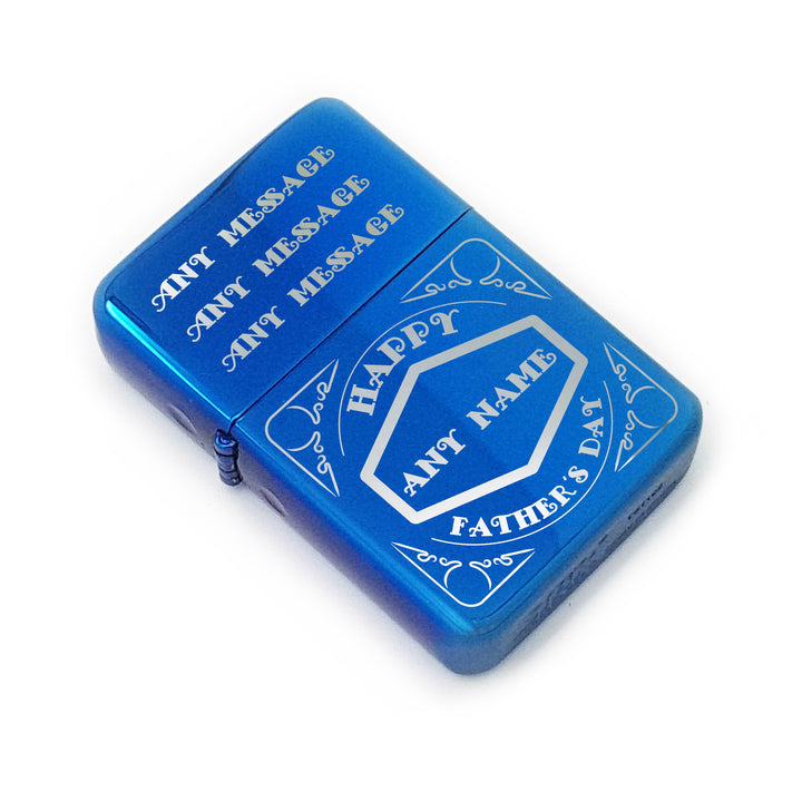 Personalised Blue Engraved Retro Lighter for Father&