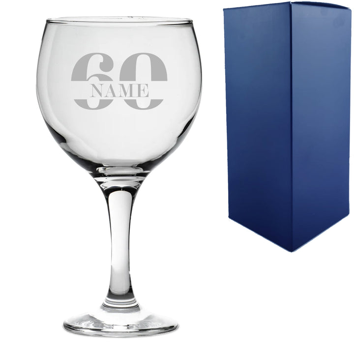 Personalised 60th Birthday Gin Balloon Glass with Name