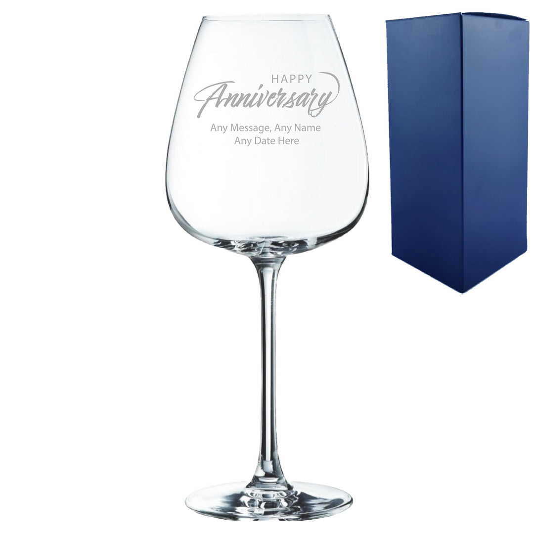 Personalised Happy Anniversary Wine Glass