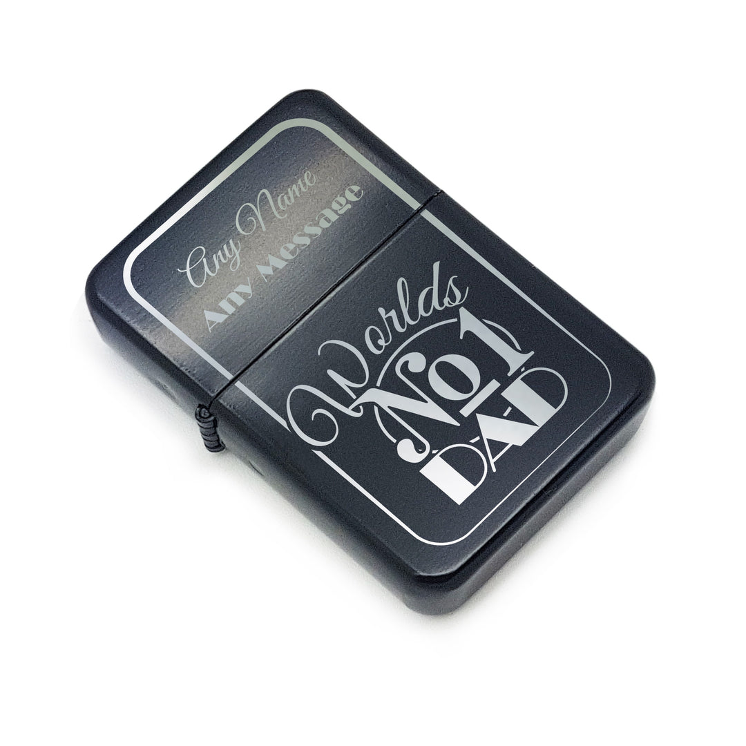 Personalised Black Father’s Day Lighter - World’s No.1 Dad