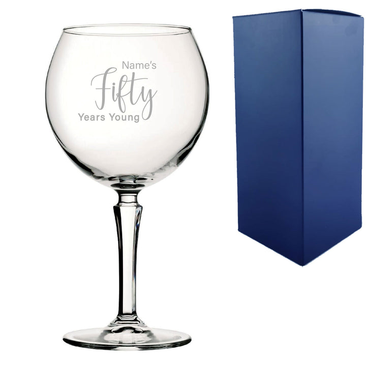 Personalised 50th Birthday Hudson Gin Glass - Years Young