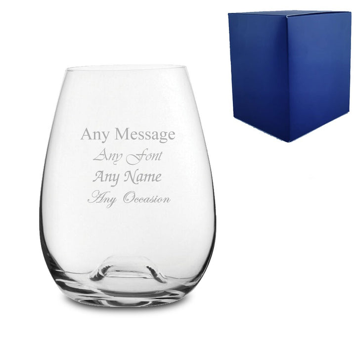 Personalised Stemless Bordeaux Wine Glass with Gift Box