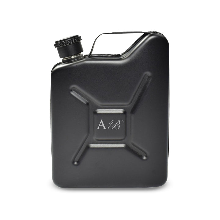 Personalised Black Jerry Can Hip Flask with Initials