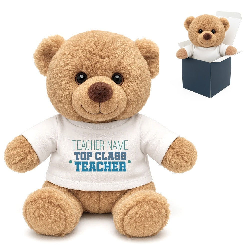 Personalised Top Class Teacher Teddy Bear in Gift Box