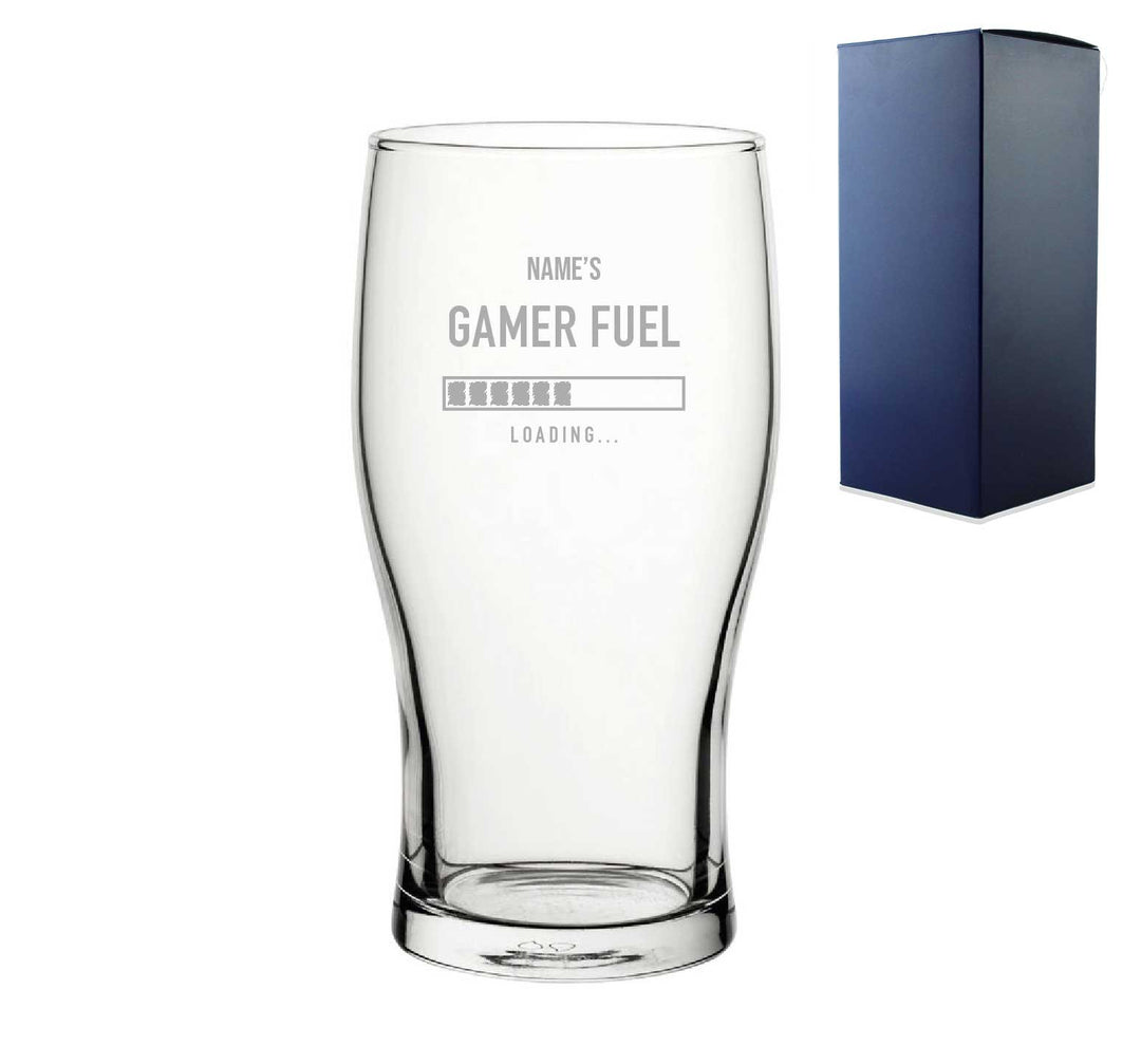 Personalised Engraved Pint Glass - Gamer Fuel Design