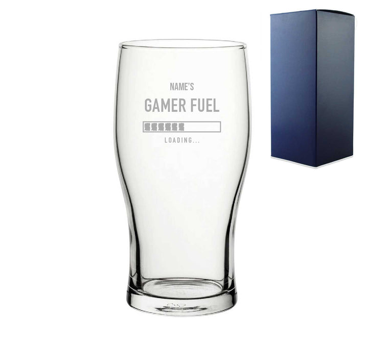 Personalised Engraved Pint Glass - Gamer Fuel Design
