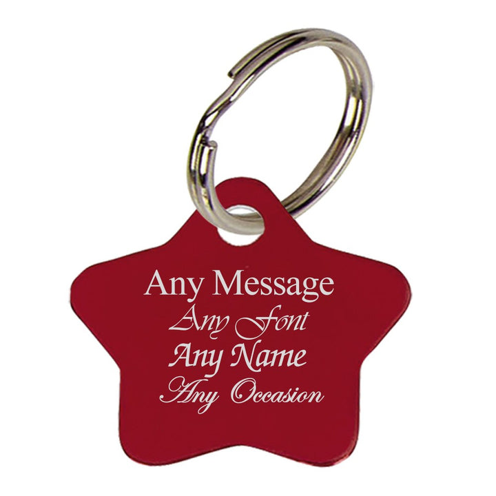 Personalised Engraved Red Star Keyring
