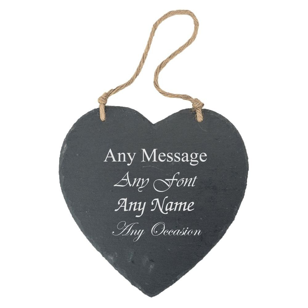 Personalised Heart Hanging Slate Notice &amp; Menu Board